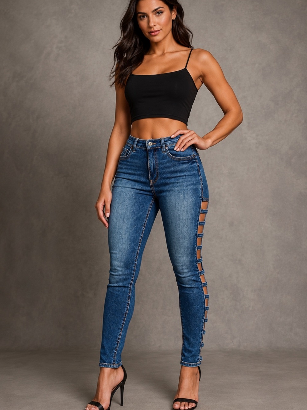 ENCORE Jeans Side Open Panel Skinny Jeans